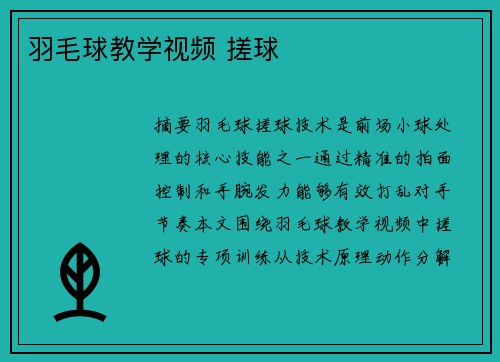 羽毛球教学视频 搓球